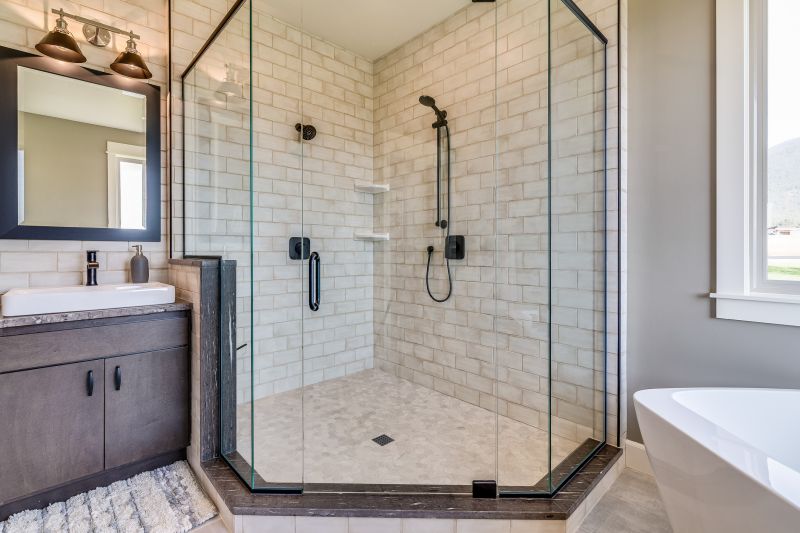 Enclosed Shower with Built-in Shelves